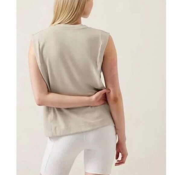 NWT Athleta | Seasoft Tank Sweatshirt Top In Abalone Grey Ecru, Womens 1X - Picture 3 of 9